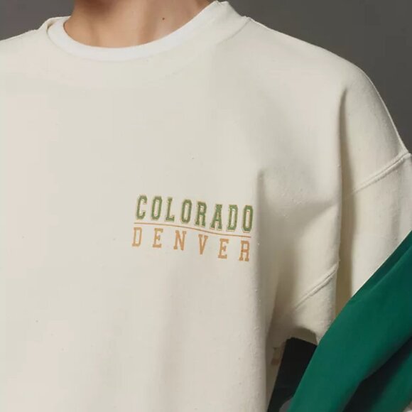 Anthropologie Back Graphic Green Motif Sweatshirt Size S NEW WITH TAG - Picture 3 of 4